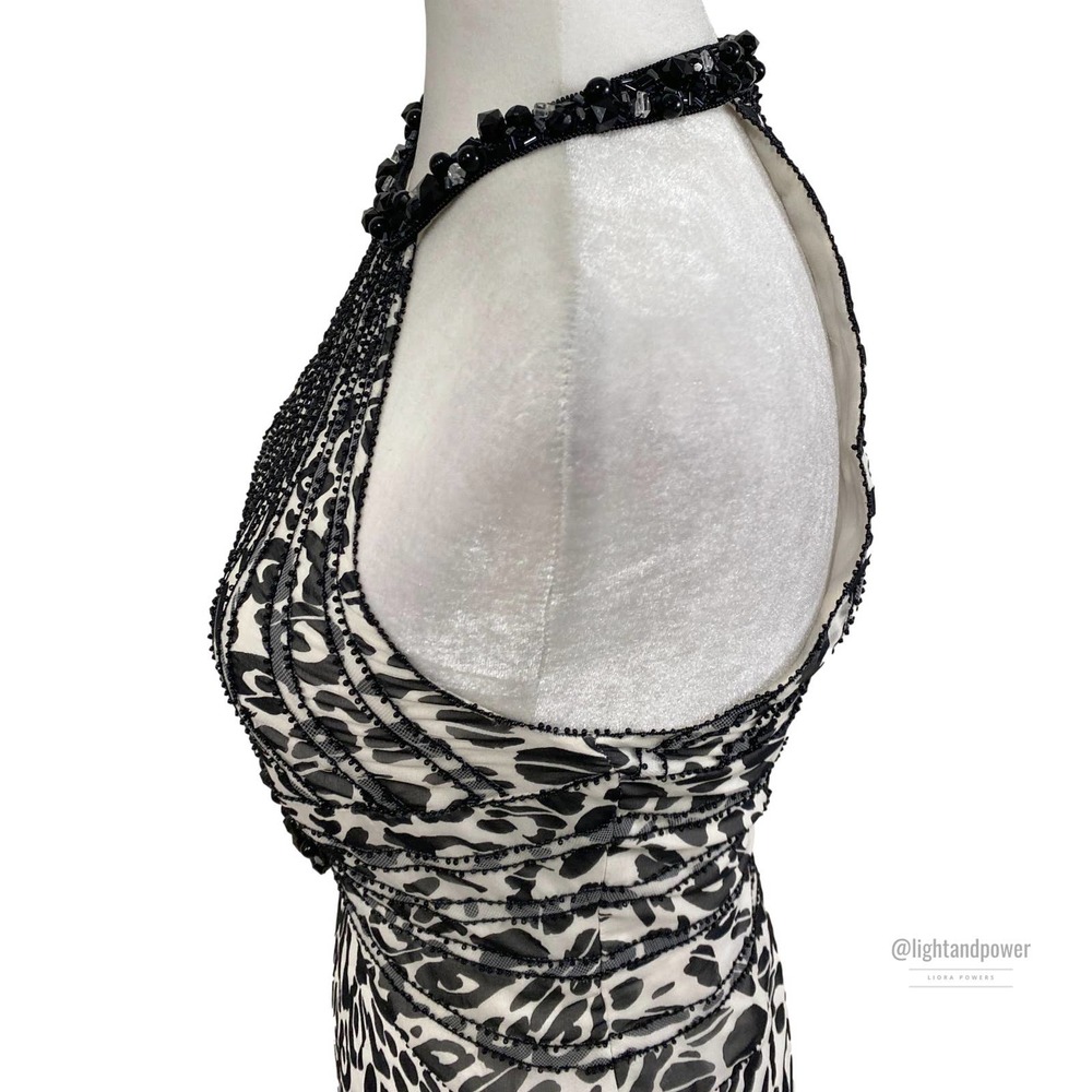 Escada Animal Print Sequin Beaded Dress Sz 32 EUC - Picture 4 of 12